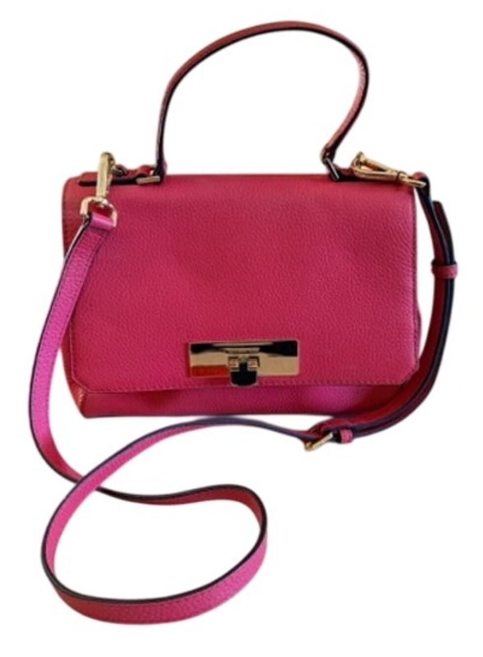 Michael Kors Peach Pink Leather Crossbody Satchel Handbag Gold Hardware
